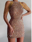 economico Abiti per le feste a casa-Abiti da Cocktail in Sheath con Paillettes Vestito da Festa Vestito di Ritorno a Casa Festivo Corto  Mini Senza Maniche Scollo Gioiello vestito da impressionare