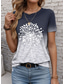 cheap Women&#039;s T-shirts-Women&#039;s T Shirt Casual Print Short Sleeve Regular Tops Daily Navy Blue Summer