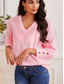 cheap Women&#039;s Blouses-Women&#039;s Blouse Pullover Fluffy Fuzzy Cozy Pink V-Neck Long Sleeve Casual Oversized Button Detail Warm Autumn Winter