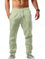 abordables Pantalones de lino-Hombre Pantalones de lino Pantalones Pantalones de verano Pantalones de playa Correa Plano Comodidad Transpirable Longitud total Yoga Casual Fin de semana Ropa de calle Delgado Negro Blanco