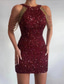 economico Abiti per le feste a casa-Abiti da Cocktail in Sheath con Paillettes Vestito da Festa Vestito di Ritorno a Casa Festivo Corto  Mini Senza Maniche Scollo Gioiello vestito da impressionare