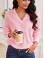 cheap Women&#039;s Blouses-Women&#039;s Blouse Pullover Fluffy Fuzzy Cozy Pink V-Neck Long Sleeve Casual Oversized Button Detail Warm Autumn Winter