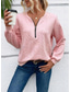 cheap Women&#039;s Hoodies &amp; Sweatshirts-Women&#039;s Sweatshirt Elegant Modern Plain Work Crew Neck Zipper Loose Fit Long Sleeve Black White Pink Gray Spring Fall