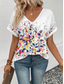 cheap Art&amp;Design tee-Women&#039;s T Shirt Stylish Casual Print Short Sleeve Regular Tops V Neck Daily White Summer