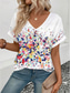 cheap Art&amp;Design tee-Women&#039;s T Shirt Stylish Casual Print Short Sleeve Regular Tops V Neck Daily White Summer