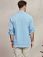 cheap Men&#039;s Casual Shirts-Men&#039;s Shirt Cotton Linen Shirt Summer Shirt Beach Wear Button Up Shirt Casual Shirt Black White Blue Long Sleeve Plain Lapel Spring &amp; Summer Casual Daily Clothing Apparel Pocket