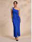 cheap Party Dress-Blue Wedding Party/Wedding Guest Solid Twist Sleeveless Hem Maxi Dress dress to impress 2024