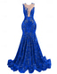 preiswerte GRÜN-Meerjungfrau Abendkleid Elegantes Kleid Abendparty Black Tie Gala Gericht Zug Ärmellos Juwel-Ausschnitt Afroamerikanisch Pailletten mit Pailletten Maskerade Kleid 2025