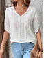 cheap Lace Tops-Women&#039;s Blouse Stylish Modern Hollow Out Half Sleeve Regular Tops V Neck Work Daily White Summer Spring