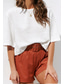 cheap Shirts-Women&#039;s Shirt Linen-Inspired Shirts Button Up 3/4 Length Sleeve Crew Neck White Summer Spring Fall