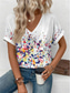 cheap Art&amp;Design tee-Women&#039;s T Shirt Stylish Casual Print Short Sleeve Regular Tops V Neck Daily White Summer