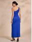 cheap Party Dress-Blue Wedding Party/Wedding Guest Solid Twist Sleeveless Hem Maxi Dress dress to impress 2024