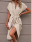 voordelige Eenvoudige jurk-Dames Casual jurk Halflange jurk Met ruches Afspraakje Vakantie Streetwear Basic V-hals Korte mouw Zwart Blozend Roze Donkergroen Kleur