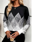 cheap Women&#039;s T-shirts-Women&#039;s T Shirt Casual Print Long Sleeve Regular Tops Crew Neck Daily Black Spring Fall