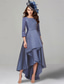 cheap Floor Length-A-Line Dress Mother of the Bride Dress Elegant V Neck Tea Length Satin 3/4 Length Sleeve with Pleats Solid Color free custom size