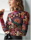 cheap Boho tee-Women&#039;s Tunic T Shirt Elegant Bohemia Vintage Long Sleeve Regular Tops Turtleneck Vacation Going out Red Fall Winter