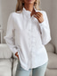 cheap Lace Tops-Women&#039;s White Elegant Lace Tops Eyelet Blouse Elegant Modern Ruffle Long Sleeve Regular Tops Shirt Collar Work White Pink Blue Gray Romantic Petite Tops Summer Holiday Wear