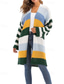 cheap Cardigans &amp; Outerwears-Women&#039;s Sweater Casual Color Block Chunky Shirt Collar Knitted Long Sleeve Long Tops Knit Home Work White Fall Winter
