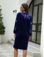 cheap Casual Floral Dresses-Women&#039;s Casual Dress Midi Dress Embroidered with Sleeve Valentine&#039;s Day Work Date Elegant Basic V Neck Long Sleeve Bishop Sleeve Blue Color