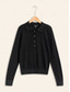 baratos suéter feminino-Suéter polo feminino de malha com gola polo de cor sólida e manga comprida, minimalista, de mistura de lã, formal, para trabalho, diário, primavera/outono