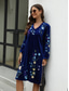 cheap Casual Floral Dresses-Women&#039;s Casual Dress Midi Dress Embroidered with Sleeve Valentine&#039;s Day Work Date Elegant Basic V Neck Long Sleeve Bishop Sleeve Blue Color
