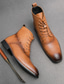 cheap Men&#039;s Boots-Men&#039;s Classic Brown Faux Leather Lace-Up Ankle Boots - Versatile Dress Boots for Professional and Casual Wear