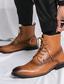 cheap Men&#039;s Boots-Men&#039;s Classic Brown Faux Leather Lace-Up Ankle Boots - Versatile Dress Boots for Professional and Casual Wear