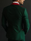 cheap Suits-Green Men&#039;s Party Christmas Prom Suits Solid Colored 2 Piece Fashion Party Standard Fit Single Breasted One-button 2024