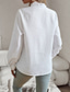 cheap Lace Tops-Women&#039;s White Elegant Lace Tops Eyelet Blouse Elegant Modern Ruffle Long Sleeve Regular Tops Shirt Collar Work White Pink Blue Gray Romantic Petite Tops Summer Holiday Wear