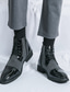 cheap Men&#039;s Boots-Men&#039;s Patent Faux Leather and Lace-Up Ankle Boots - Stylish Formal Dress Shoes for Parties and Events