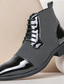 cheap Men&#039;s Boots-Men&#039;s Patent Faux Leather and Lace-Up Ankle Boots - Stylish Formal Dress Shoes for Parties and Events