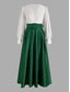 cheap Evening Dresses-Green A-Line Evening Gown High Split Dress Formal Wedding Guest Floor Length Long Sleeve V Neck Belt / Sash Satin with Pleats Slit 2024