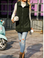 cheap Vest-Women&#039;s Fleece Vest Teddy Coat Warm Breathable Zipper Pocket Fleece Lined Casual Plain Vacation Street Daily Wear Going out Zipper Regular Hoodie Regular Fit Sleeveless Outerwear Army Green Fall