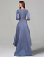 cheap Floor Length-A-Line Dress Mother of the Bride Dress Elegant V Neck Tea Length Satin 3/4 Length Sleeve with Pleats Solid Color free custom size