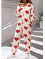 cheap Women&#039;s Sleep &amp; Lounge-Women&#039;s Loungewear Heart Comfort Soft Home Breathable Crew Neck Long Sleeve Cardigan Pant Fall Winter Home Outfits