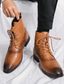 cheap Men&#039;s Boots-Men&#039;s Classic Brown Faux Leather Lace-Up Ankle Boots - Versatile Dress Boots for Professional and Casual Wear