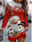 billige Kunst og Design Kjole-Kvinne Maxi Kjole Sweatshirt Kjole Casual Kjole Petite Kjole Shift Kjole Elegant Stilig Jul Ferie Fest Regular Fit Julenisse Lang erme Crew Neck Lys Rød Rød Blå Mørk Blå