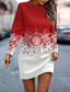 billige Kunst og Design Kjole-Kvinne Maxi Kjole Sweatshirt Kjole Casual Kjole Petite Kjole Shift Kjole Elegant Stilig Jul Ferie Fest Regular Fit Julenisse Lang erme Crew Neck Lys Rød Rød Blå Mørk Blå