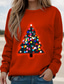 cheap Women&#039;s T-shirts-Women&#039;s Christmas Sweatshirt LED Light-Up Tree Red Long Sleeve Crew Neck Holiday Party Casual Warm Winter Clothing Apparel