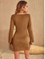 voordelige Elegante bloemenjurken-Vrouwen Boho Jurk Casual Bodycon Mini Jurk Vetersluiting Kwastjes Franje Date Vakantie Vintage Etnisch Vierkraag Lange Mouw Bruin Kleur Lente Zomer