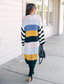 cheap Cardigans &amp; Outerwears-Women&#039;s Sweater Casual Color Block Chunky Shirt Collar Knitted Long Sleeve Long Tops Knit Home Work White Fall Winter