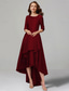 cheap Floor Length-A-Line Dress Mother of the Bride Dress Elegant V Neck Tea Length Satin 3/4 Length Sleeve with Pleats Solid Color free custom size