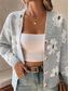 cheap Cardigans &amp; Outerwears-Women&#039;s Sweater Cardigan Casual Soft Floral Ribbed V Neck Buttons Knitted Long Sleeve Regular Tops Knit Outdoor Daily Weekend Black Light Grey Fall Winter