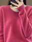 preiswerte Einfarbige Farben-Damenpullover, Pullover, flauschiger Pullover, V-Ausschnitt, Rippstrick, gestrickt, Herbst/Winter, Outdoor, Alltag, Wochenende, lässig, weich, langärmelig, reine Farbe, Rot/Fuchsia