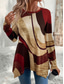 cheap Tunic Tops-Women&#039;s Tunic T Shirt Geometric Casual Long Sleeve Crew Neck Regular Tops Daily Print Asymmetrical Brown Spring &amp;  Fall