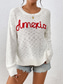 cheap Graphic Patterns &amp; Details-Women&#039;s Sweater Pullover Sweater Jumper Crew Neck Ribbed Knit Knitted Fall Winter Outdoor Daily Weekend Casual Soft Long Sleeve Letter White Red