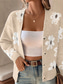 cheap Cardigans &amp; Outerwears-Women&#039;s Sweater Cardigan Casual Soft Floral Ribbed V Neck Buttons Knitted Long Sleeve Regular Tops Knit Outdoor Daily Weekend Black Light Grey Fall Winter
