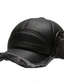 billige Baseballcaps for menn-Herre Vinterhatter Svart Brun PU lær Mote Fritid Gate Daglig Helfarge Justerbare Solkrem Varm Pustende