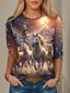 cheap Kentucky Top-Women&#039;s T Shirt Long Sleeve Long Tops Crew Neck Party New Year Brown Spring, Fall, Winter, Summer