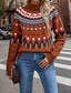 cheap Graphic Patterns &amp; Details-Women&#039;s Faire Isle Sweater Turtleneck Knit Knitted Fall Winter Weekend Vintage Fashion Streetwear Long Sleeve Geometric Black White
